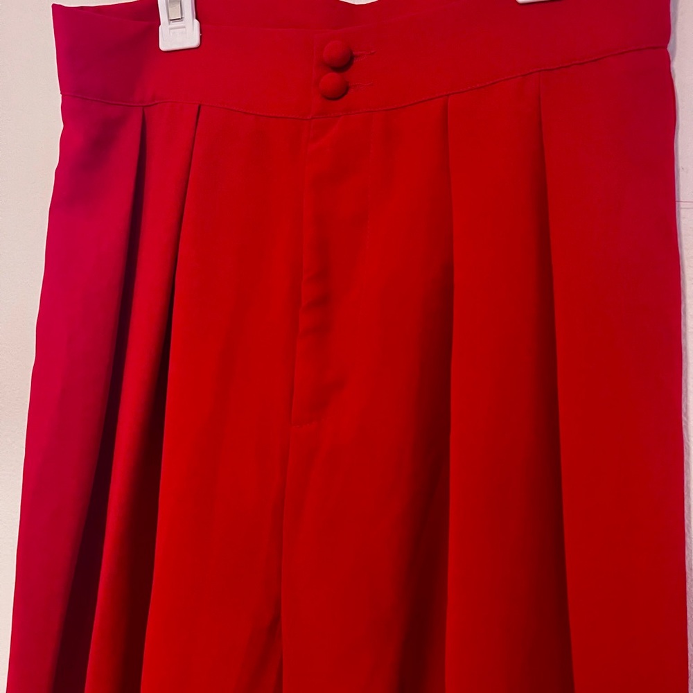 Vibrant Red Wide Leg Pants
